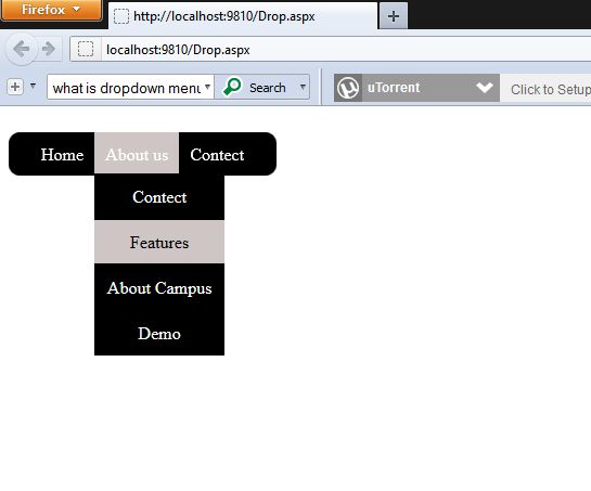 HTML and CSS code of drop down list